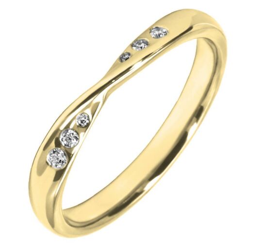 Rubover set Twist Shaped Wedding Ring - 0.06ct Diamond | W281